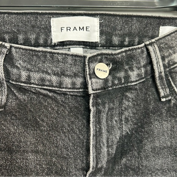 FRAME Le Garçon Cropped Jeans Sz 8 Black Distressed - Picture 3 of 10